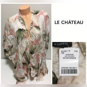 🆕LE CHATEAU - O/S - NWT - PALM LEAF RUANA / KAFTAN / SHAWL CARDIGAN
